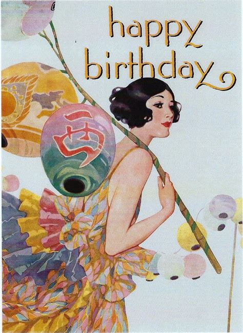 happy birthday vintage woman